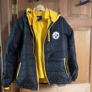 Steelers Black and Yellow Puffer Jacket with Logo